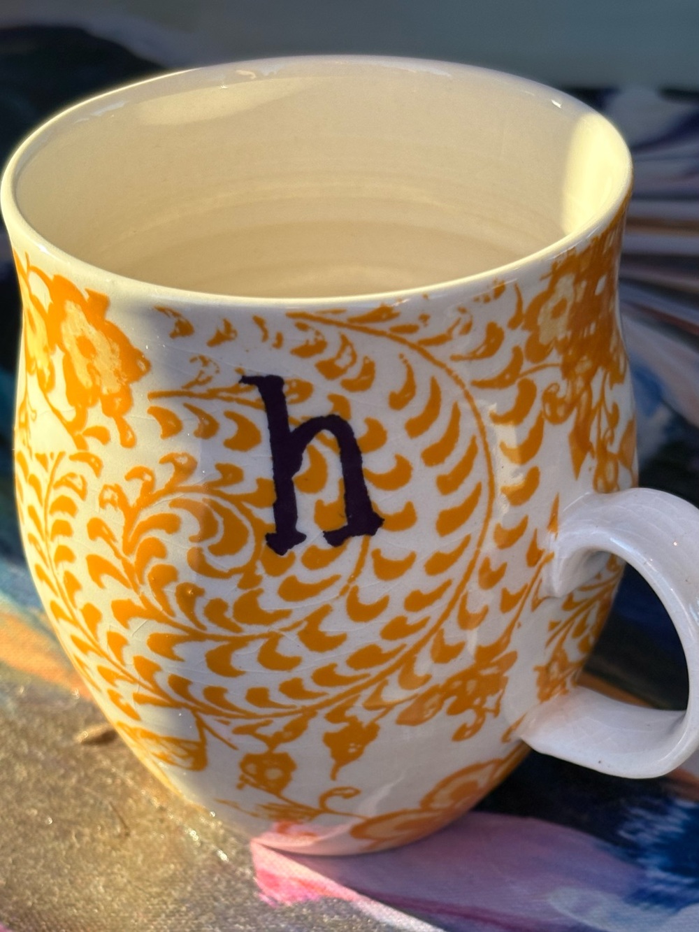 Anthropologie Homegrown Letter H Monogram Mug